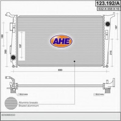 AHE 123.192/A Radiator, engine cooling